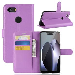 Litchi Texture Horizontal Flip Leather Case for Google Pixel 3 XL, with Wallet & Holder & Card Slots (Purple)
