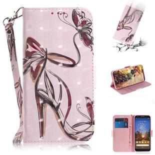 3D Painting Butterfly High Heels Pattern Coloured Drawing Horizontal Flip Leather Case for Google Pixel 3a XL, with Holder & Card Slots & Wallet