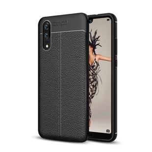 For Huawei  P20 Litchi Texture Soft TPU Protective Back Cover Case(Black)