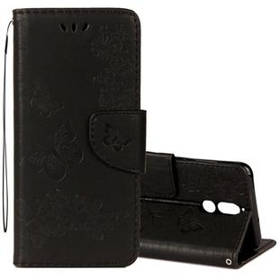 For Huawei  Mate 10 Lite Vintage Embossed Floral Butterfly Pattern Horizontal Flip Leather Case with Card Slot & Holder & Wallet & Lanyard (Black)