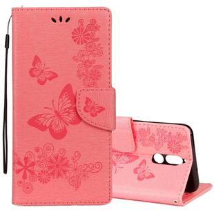 For Huawei  Mate 10 Lite Vintage Embossed Floral Butterfly Pattern Horizontal Flip Leather Case with Card Slot & Holder & Wallet & Lanyard (Pink)