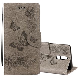 For Huawei  Mate 10 Lite Vintage Embossed Floral Butterfly Pattern Horizontal Flip Leather Case with Card Slot & Holder & Wallet & Lanyard (Grey)