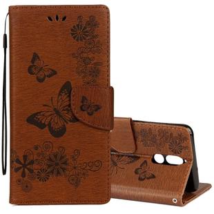 For Huawei  Mate 10 Lite Vintage Embossed Floral Butterfly Pattern Horizontal Flip Leather Case with Card Slot & Holder & Wallet & Lanyard (Brown)