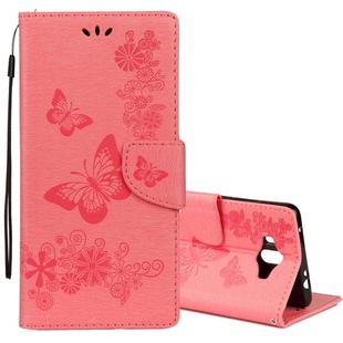 For Huawei  Mate 10 Vintage Embossed Floral Butterfly Pattern Horizontal Flip Leather Case with Card Slot & Holder & Wallet & Lanyard (Pink)