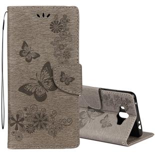 For Huawei  Mate 10 Vintage Embossed Floral Butterfly Pattern Horizontal Flip Leather Case with Card Slot & Holder & Wallet & Lanyard (Grey)