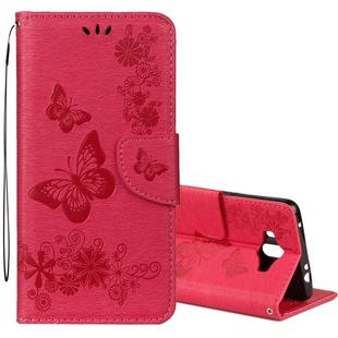 For Huawei  Mate 10 Vintage Embossed Floral Butterfly Pattern Horizontal Flip Leather Case with Card Slot & Holder & Wallet & Lanyard (Red)