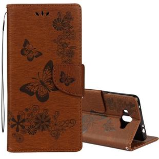 For Huawei  Mate 10 Vintage Embossed Floral Butterfly Pattern Horizontal Flip Leather Case with Card Slot & Holder & Wallet & Lanyard (Brown)