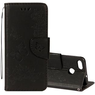 For Huawei  P9 Lite Mini Vintage Embossed Floral Butterfly Pattern Horizontal Flip Leather Case with Card Slot & Holder & Wallet & Lanyard (Black)