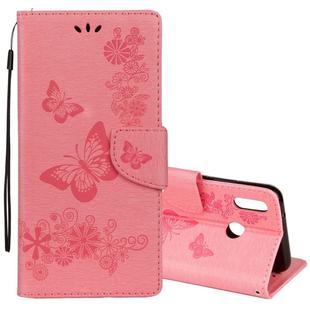 For Huawei  P20 Lite Vintage Embossed Floral Butterfly Pattern Horizontal Flip Leather Case with Card Slot & Holder & Wallet & Lanyard (Pink)