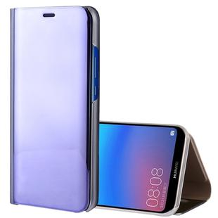 For Huawei P20 Lite Electroplating Mirror Horizontal Flip Leather Case with Holder(Dark Blue)