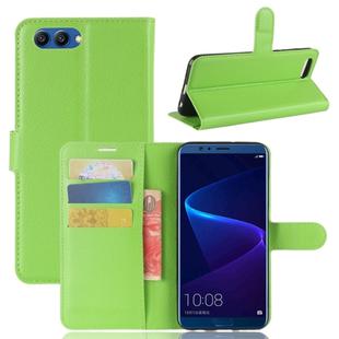 For Huawei  Honor View 10 Litchi Texture Horizontal Flip Leather Case with Holder & Card Slots & Wallet(Green)