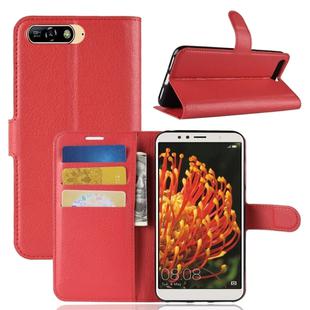 For Huawei Y6 2018 Litchi Texture Horizontal Flip Leather Case with Holder & Card Slots & Wallet(Red)