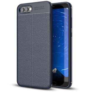 For Huawei Honor View 10 Litchi Texture Soft TPU Anti-skip Protective Cover Back Case(Navy Blue)