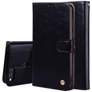 For Huawei Honor Play 7X Business Style Oil Wax Texture Horizontal Flip Leather Case with Holder & Card Slots & Wallet(Black)