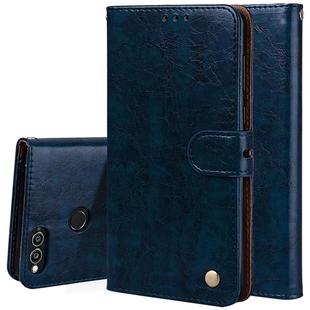 For Huawei Honor Play 7X Business Style Oil Wax Texture Horizontal Flip Leather Case with Holder & Card Slots & Wallet(Blue)