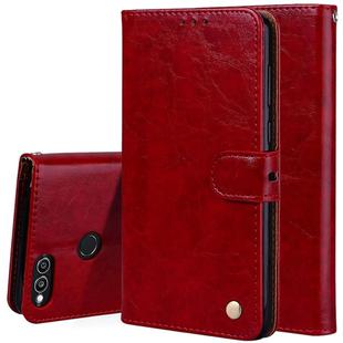 For Huawei Honor Play 7X Business Style Oil Wax Texture Horizontal Flip Leather Case with Holder & Card Slots & Wallet(Red)