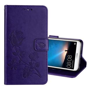 For Huawei Mate 10 Lite Rose Embossed Horizontal Flip Environmental PU Leather Case with Holder & Card Slots & Wallet (Purple)