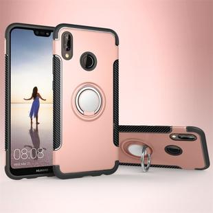 For Huawei P20 Lite Magnetic 360 Degree Rotation Ring Armor Protective Case Back Cover Case(Rose Gold)