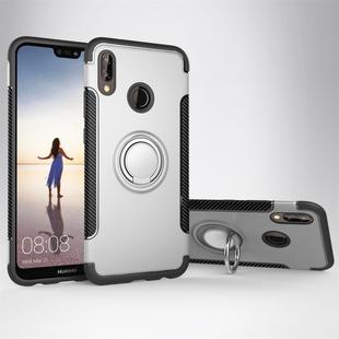 For Huawei P20 Lite Magnetic 360 Degree Rotation Ring Armor Protective Case Back Cover Case(Silver)