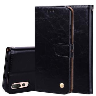 For Huawei P20 Pro Business Style Oil Wax Texture Horizontal Flip Leather Case with Holder & Card Slots & Wallet(Black)