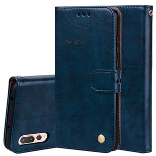For Huawei P20 Pro Business Style Oil Wax Texture Horizontal Flip Leather Case with Holder & Card Slots & Wallet(Blue)