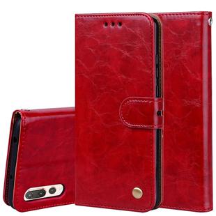 For Huawei P20 Pro Business Style Oil Wax Texture Horizontal Flip Leather Case with Holder & Card Slots & Wallet(Red)