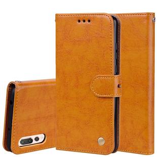 For Huawei P20 Pro Business Style Oil Wax Texture Horizontal Flip Leather Case with Holder & Card Slots & Wallet(Brown)