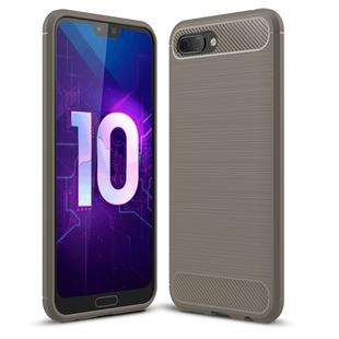 Brushed Texture Carbon Fiber Shockproof TPU Case for Huawei Honor 10(Grey)