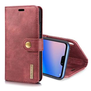 Crazy Horse Texture Flip Detachable Magnetic Leather Case for Huawei P20 Lite, with Holder & Card Slots & Wallet(Red)