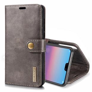 Crazy Horse Texture Flip Detachable Magnetic Leather Case for Huawei P20 Pro, with Holder & Card Slots & Wallet(Grey)