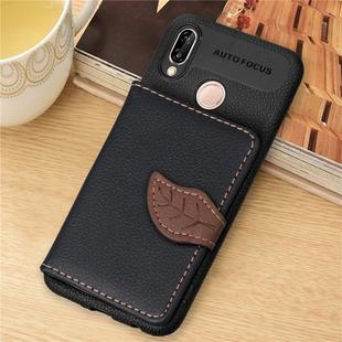 Leaf Style Magnetic Leather Case for Huawei P20 Lite / Nova 3e, with Holder & Card Slots & Wallet & Photo Frame(Black)