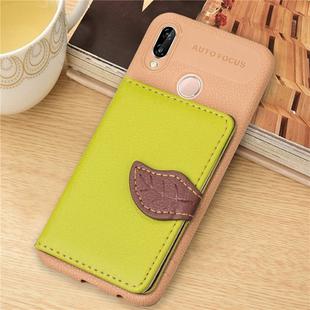 Leaf Style Magnetic Leather Case for Huawei P20 Lite / Nova 3e, with Holder & Card Slots & Wallet & Photo Frame(Green)