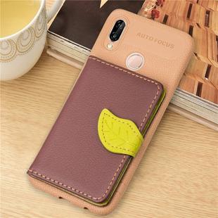 Leaf Style Magnetic Leather Case for Huawei P20 Lite / Nova 3e, with Holder & Card Slots & Wallet & Photo Frame(Brown)