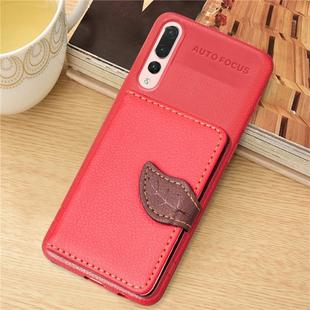 Leaf Style Magnetic Leather Case for Huawei P20 Pro, with Holder & Card Slots & Wallet & Photo Frame (Red)