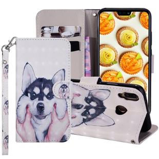 Husky Pattern Colored Drawing Horizontal Flip Leather Case for Huawei P20 Lite, with Holder & Card Slots & Wallet & Lanyard