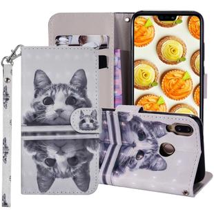 Cat In The Mirror Pattern Colored Drawing Horizontal Flip Leather Case for Huawei P20 Lite, with Holder & Card Slots & Wallet & Lanyard