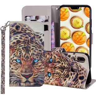 Leopard Pattern Colored Drawing Horizontal Flip Leather Case for Huawei P20 Lite, with Holder & Card Slots & Wallet & Lanyard