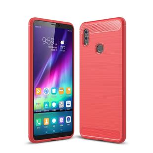 Brushed Texture Carbon Fiber Shockproof TPU Case for Huawei Honor Note 10(Red)