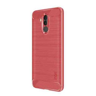 MOFI Brushed Texture Carbon Fiber Soft TPU Case for Huawei Mate 20 Lite / Maimang 7(Red)