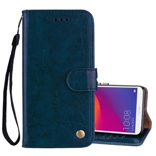 Business Style Oil Wax Texture Horizontal Flip Leather Case for Huawei Honor 7C / Enjoy 8 / Y7 (2018) / Y7 Prime (2018) / Nova 2 Lite, with Holder & Card Slots & Wallet(Blue)