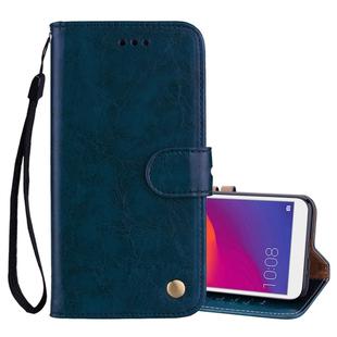 Business Style Oil Wax Texture Horizontal Flip Leather Case for Huawei Y5 (2018) / Y5 Prime (2018) / Honor 7A (Russian Version), with Holder & Card Slots & Wallet(Blue)