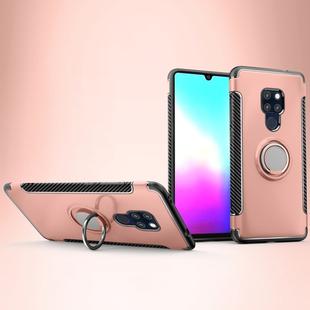 Magnetic 360 Degree Rotation Ring Holder Armor Protective Case for Huawei Mate 20(Rose Gold)