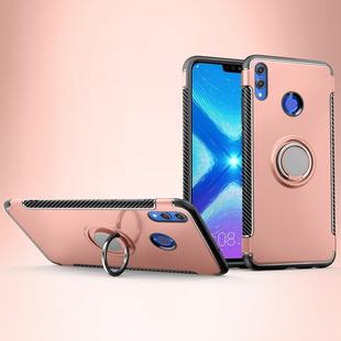 Magnetic 360 Degree Rotation Ring Holder Armor Protective Case for Huawei Honor 8X(Rose Gold)