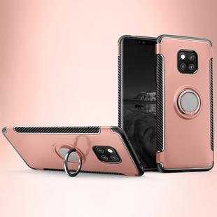 Magnetic 360 Degree Rotation Ring Holder Armor Protective Case for Huawei Mate 20 Pro(Rose Gold)