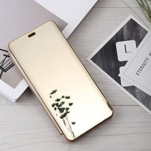 Curved Streamer Plating Shockproof Leather Case for Huawei Honor 10 Lite / P Smart (2019), with Holder & Sleep / Wake-up Function (Gold)