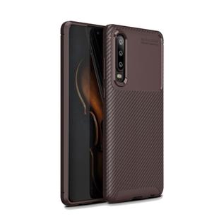 Carbon Fiber Texture Shockproof TPU Case for Huawei P30 (Brown)