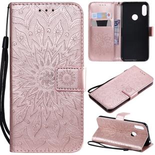Sun Embossing Pattern Horizontal Flip Leather Case for Huawei Honor Play 8A / Y6 (2019), with Card Slot & Holder & Wallet & Lanyard (Rose Gold)