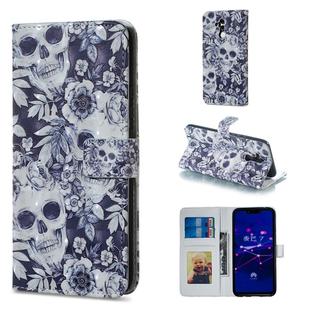Skull and Flower Pattern Horizontal Flip Leather Case for Huawei Mate 20 Lite, with Holder & Card Slots & Photo Frame & Wallet