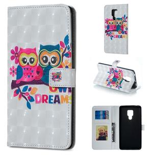 Lovers Owl Pattern Horizontal Flip Leather Case for Huawei Mate 20 X, with Holder & Card Slots & Photo Frame & Wallet