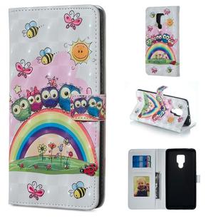 Owl Family Pattern Horizontal Flip Leather Case for Huawei Mate 20 X, with Holder & Card Slots & Photo Frame & Wallet